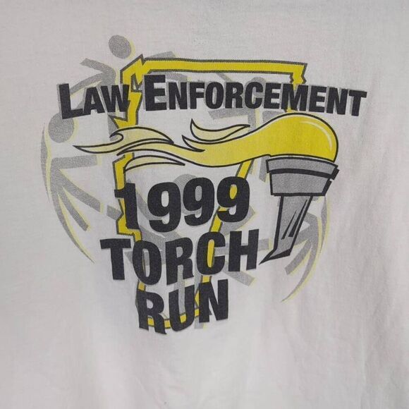 Vintage 1999 Oneita Men’s XL Law Enforcement Torch Run Vermont T-Shirt White - Picture 4 of 6